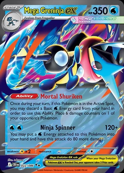 Mega Greninja ex (ME04 22) – Mega Evolution—Chaos Rising